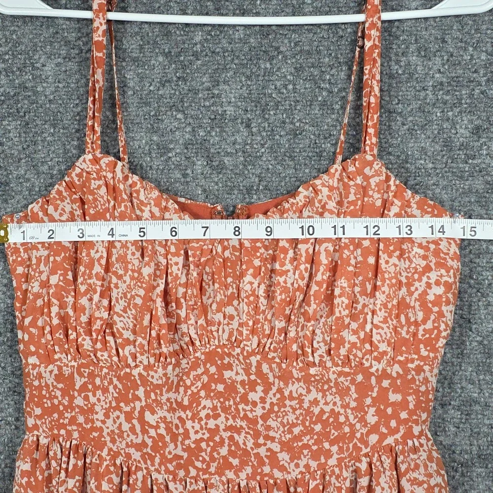 Abercrombie & Fitch Womens Small Maxi Dress Orange White Abstract Ruched Slit
